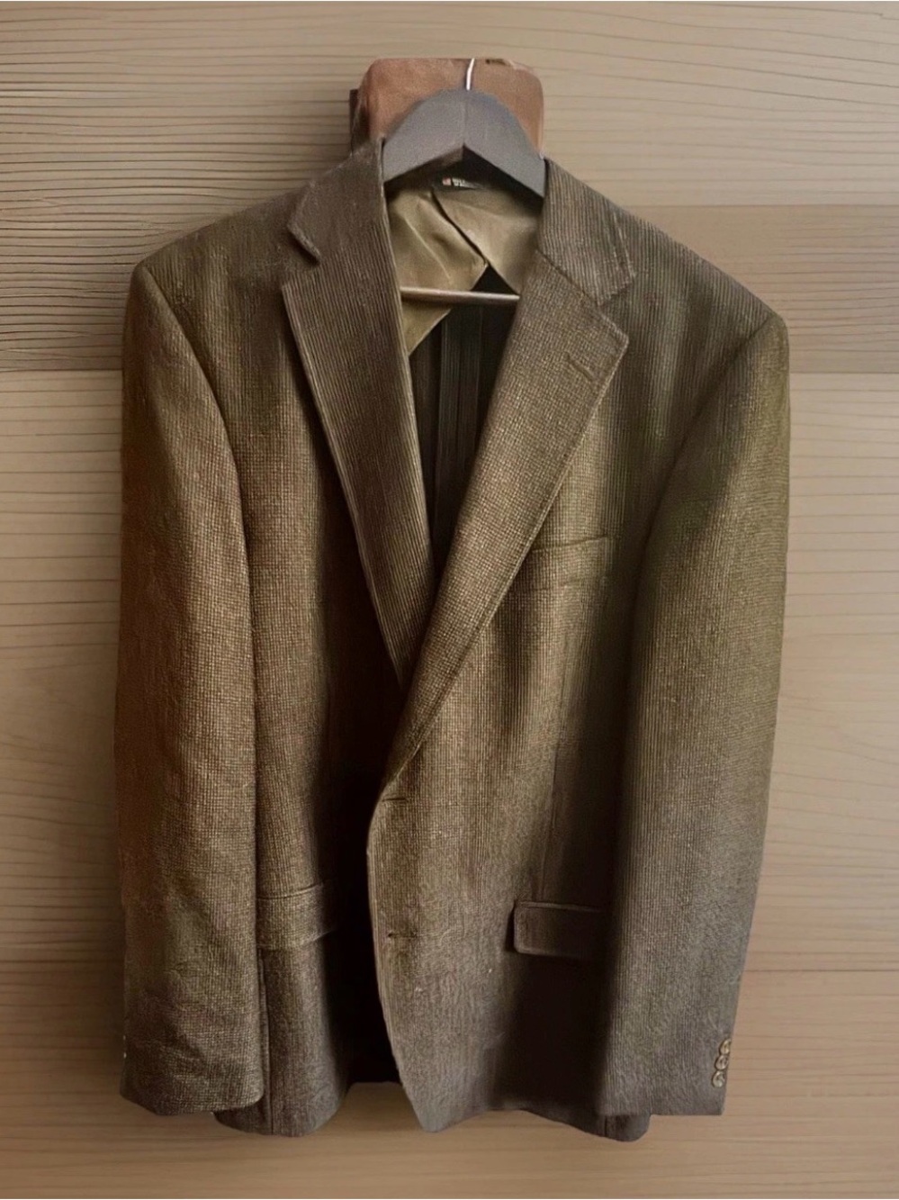 Hart Schaffner Marx Brown Birdseye Sport Coat Blazer 46R USA